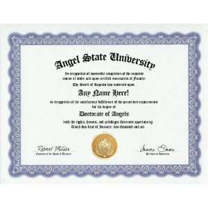  Angels Degree Custom Gag Diploma Doctorate Certificate 