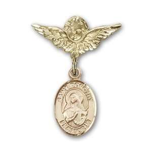   Baby Badge with St. Dorothy Charm and Angel w/Wings Badge Pin Jewelry