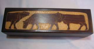 Antique Black Forest Carved Jewelry Box with Cows Brienz, Switzerland 