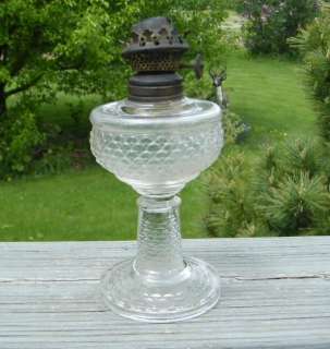 VINTAGE ANTIQUE EAPG OLD 1800 GLASS MINIATURE OIL LAMP  