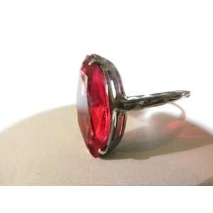  Vintage   STERLING SILVER Ruby Glass Stone RING   Jewelry 