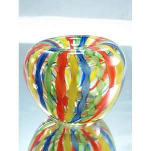   Hand Glass Rainbow Pattern Apple Paperweight RJF 248 