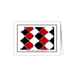  Arabic Eid al Fitr Saeed, Mosaic Black White and Red Card 