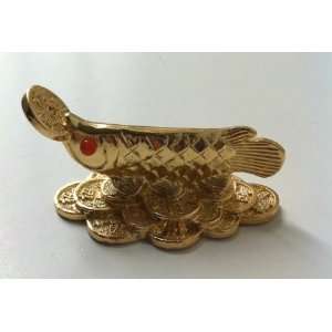 Feng Shui Golden Arowana Fish Statue Figurine