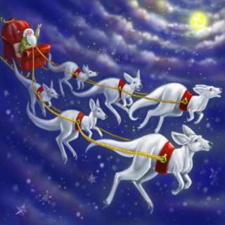 In Australia, Santas sleigh is said to be pulled by 6 white kangaroos 