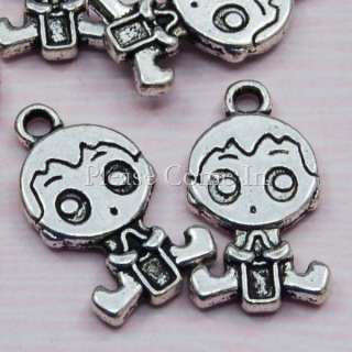 20 pieces of silver toned zinc alloy baby boy bead charm/pendant.