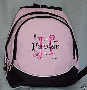 PERSONALIZED monogram Backpack book bag pink polka dots  