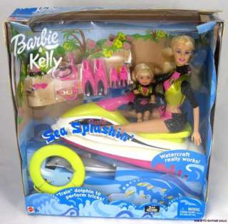 Sea Splashin Barbie & Kelly Doll Set Jet Ski & Dolphin  