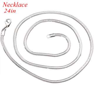 fashion unisex  smooth silver plated snake necklace 24 in 
