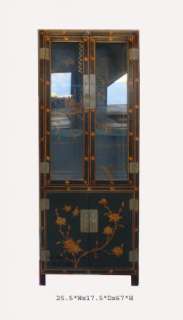 Black Flower&Bird Leather Display Glass Cabinet WK1193S  