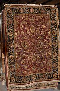 5x7 AREA RUG ALL WOOL HAND KNOTTED JAIPUR RED BLACK  