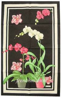   Dish/Tea/Kitchen Towel Gift Pink and White ORCHID in Pot Black  