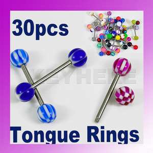 30pcs Tongue Rings Assorted Bars Piercing Body Jewelry  