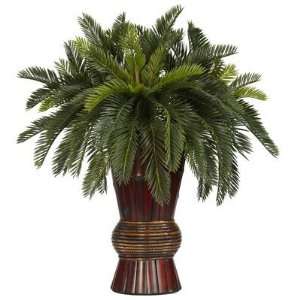    Nearly Natural Cycas w/Bamboo Vase Silk Plant