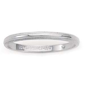 Platinum 2.5mm Domed Milgrain Traditional Fit Wedding Band Ring (Sizes 