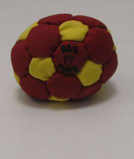 Nutsack RED yellow 32 panel sand filled footbag  