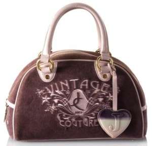 JUICY COUTURE Vintage Velour Bowler Purple Satchel Handbag Bag $165 