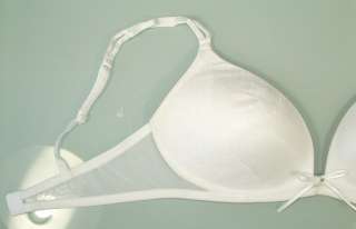   LACE OVERLAY WIRE FREE PLUNGE PUSH UP BRA  White  34 36 A/B/C  