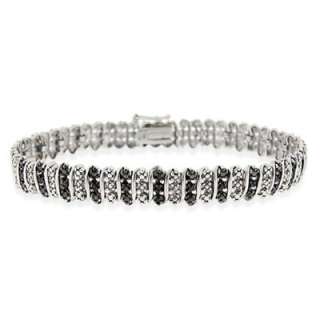 925 Silver Black Diamond Accent Tennis Bracelet  