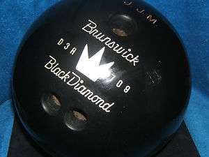   60S RARE BRUNSWICK JET BLACK DIAMOND WHITE CROWN 13 POUND BOWLING BALL