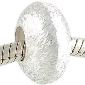Solid Sterling Silver Brushed Spacer Bead fits European Charm Bracelet