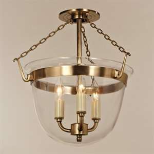  1153 08 Clear 3 Light Bell Jar Semi Flush Ceiling