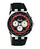  D&G Watch, Mens Unique Black Leather Strap 