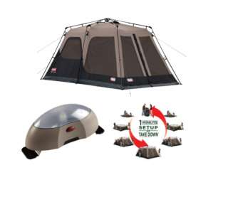 COLEMAN Camping 8 Person Instant Family Tent + Light  