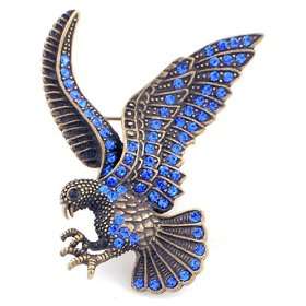   Style Sapphire Austrian Crystal Eagle Blue Bird Pin Brooch Jewelry