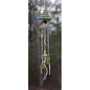  Birdhouses Windchime   Painted Resin 