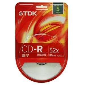  NEW CD R 700MB 52X 5PK Blister (Blank Media) Office 