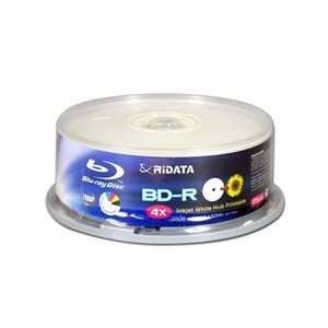  100 Ridata Blu ray 4X BD R 25GB Disc White Inkjet Hub 