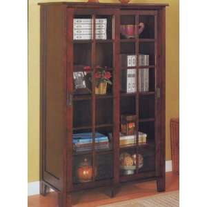   Cappuccino Finish Storage Bookcase with Sliding Doors