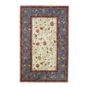   Floral Area Rug with Red and Blue Floral Border 6.00.