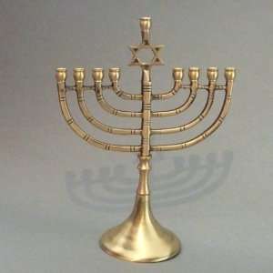  Chanukah Menorah 9 Branch, Solid Brass with Star of David 