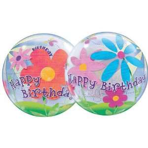  Happy Birthday Flowers Bubble Balloon 22 Qualatex Toys 