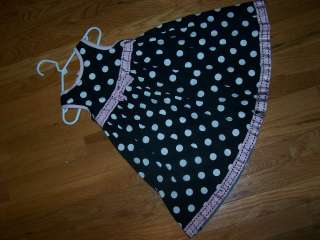 Childrens Place Girls 3T 36 mo Black Pink White Polka Dots Dress w 