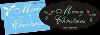New 2 pc. Stencil #S61 ~ Merry Christmas with Holly Mistletoe berry 