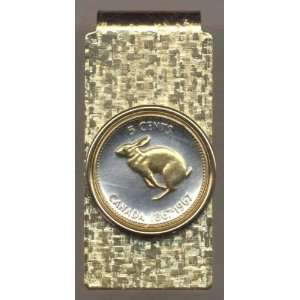   Toned Gold on Silver Canadian Rabbit, Coin   Money clips Beauty