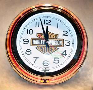 New Harley Davidson Neon Wall Clock(Orange Neon)  