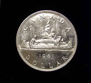 Canada 1961 Dollar Coin .800 Silver BU Voyageur  