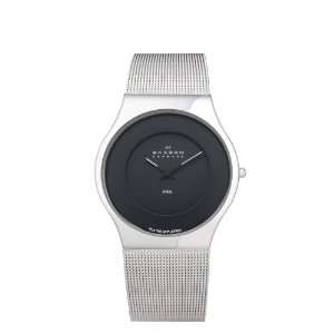   Steel Platinum Plated Case, Black Dial Watch Skagen Watches