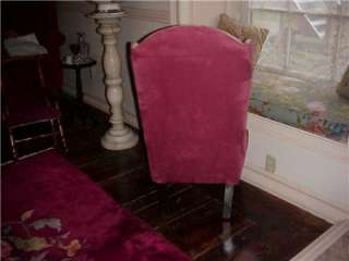 ANTIQUE HIGH WINGBACK CHILDS CHAIR RARE FEDERAL~NEW UPHOL IN ROSES 