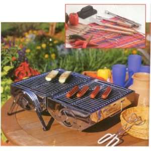  Porable Stainless Charcoal Grill w/ Tool Set Patio, Lawn 