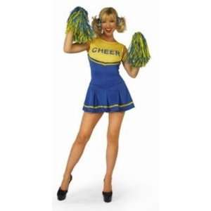  Cheerleader Fancy Dress Costume & Pom Poms Size US 8 10 
