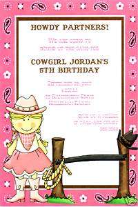 Cowgirl Party Invitations~Baby Shower~Western  