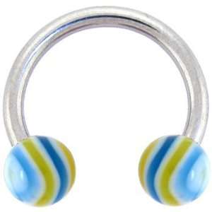  Blue Bliss Hypnotic Horse Shoe Circular Barbell Jewelry