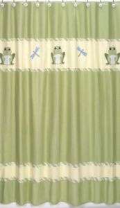 JOJO DESIGNS FROG DRAGONFLY EMBROIDERED SHOWER CURTAIN  