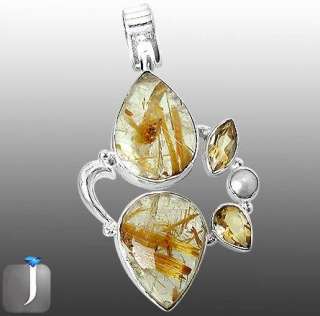   QUARTZ CITRINE 925 STERLING SILVER ARTISAN PENDANT 1 6/8 M7925  