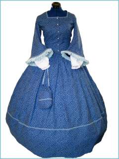 1800s Civil War Victorian Day Dress Tea Gown Reenactor  